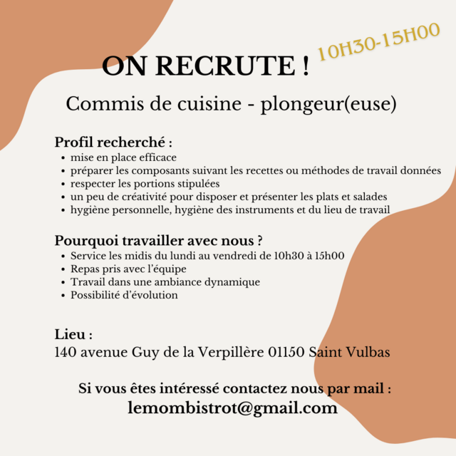 Image de l'offre d'emploi Commis de cuisine - plongeur(euse) 