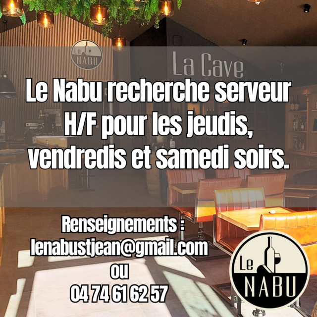 Image de l'offre d'emploi Le Nabu - Serveur H/F temps partiel les jeudis, vendredis et samedi soir 
