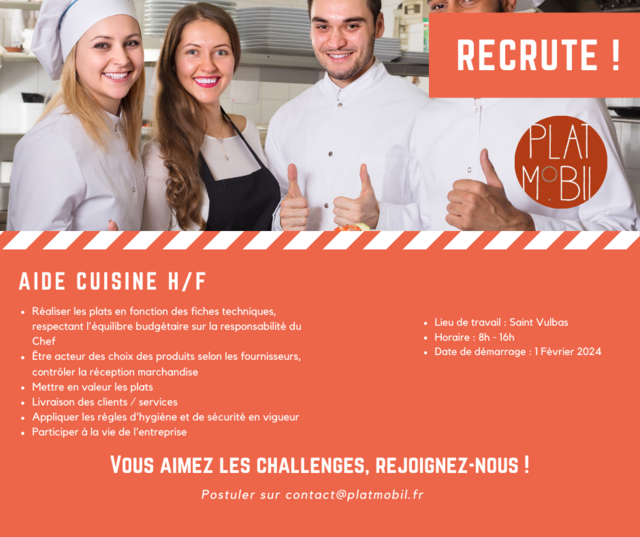 Image de l'offre d'emploi 🚀 REJOIGNEZ UNE AVENTURE CULINAIRE INÉDITE AVEC PLATMOBIL.FR 🍽️  