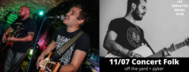 image du post Concert GRATUIT . Folk,Rock, Off the yard + Pyker