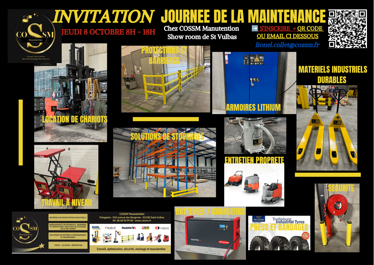 Image de l'actualité ⭐️Invitation Journée de la maintenance le 8 octobre 2026 chez ⭐️COSSM Manutention 💫à Saint Vulbas 