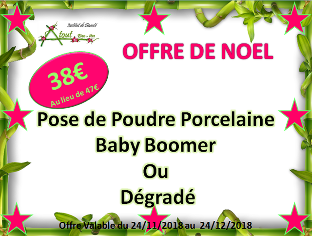 Image de l'actualité OFFRE DE NOEL N°4 : ONGLES PORCELAINES A L'INSTITUT DE BEAUTE ATOUT BIEN ETRE DE ST VULBAS