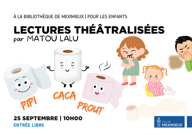 image du post Heure du conte à la bibliothèque : "Pipi, caca, prout" - Lectures théâtralisées par Matou Lalu mercredi 25 septembre à 10h