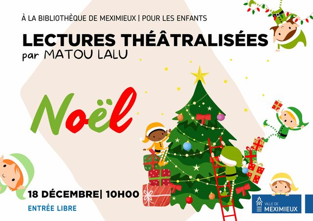 Image de l'événement Heure du conte à la bibliothèque : "Noël" - Lectures théâtralisées par Matou Lalu mercredi 18 décembre à 10h