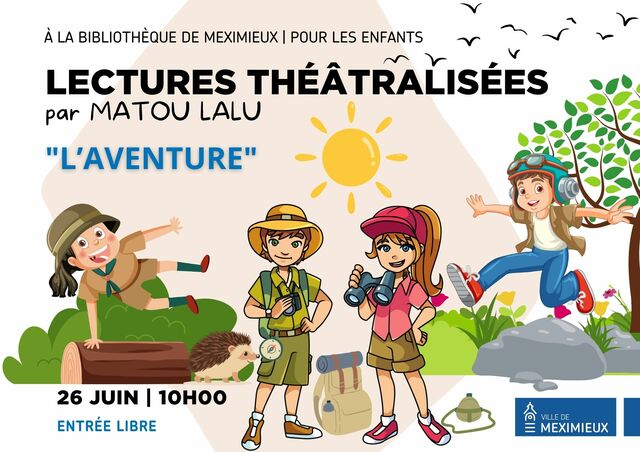 image du post Heure du conte à la bibliothèque : "L'aventure" - Lectures théâtralisées par Matou Lalu mercredi 26 juin à 10h
