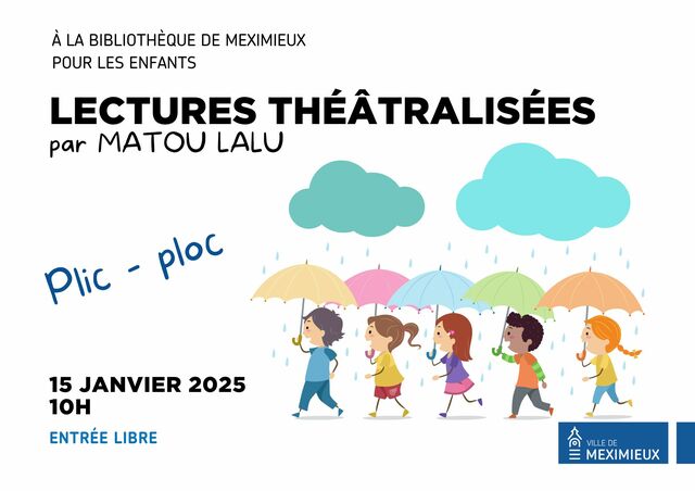 Image de l'événement Heure du conte à la bibliothèque : "Plic-ploc" - Lectures théâtralisées par Matou Lalu mercredi 15 janvier à 10h