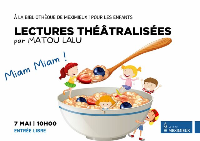Image de l'actualité Heure du conte à la bibliothèque : "Miam miam" - Lectures théâtralisées par Matou Lalu mercredi 7 mai à 10h