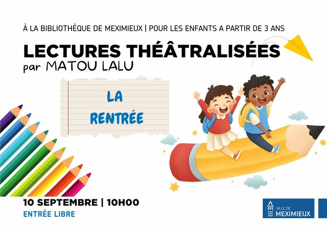 Image de l'actualité Heure du conte à la bibliothèque : "La Rentrée" - Lectures théâtralisées par Matou Lalu mercredi 10 septembre à 10h