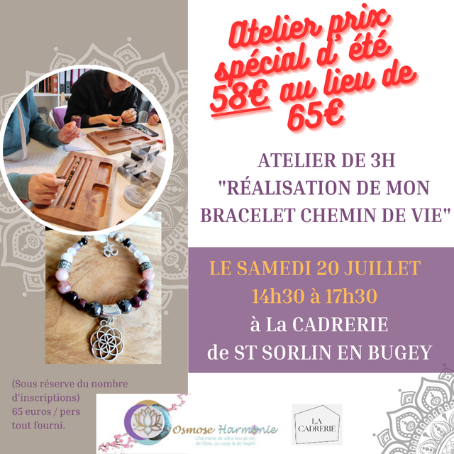 Image de l'événement ATELIER DE 3H "REALISATION DE MON BRACELET CHEMIN DE VIE"