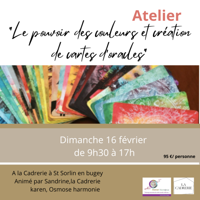 Image de l'événement ATELIERS "LE POUVOIR DES COULEURS ET CREATIONS DE CARTES D'ORACLES"