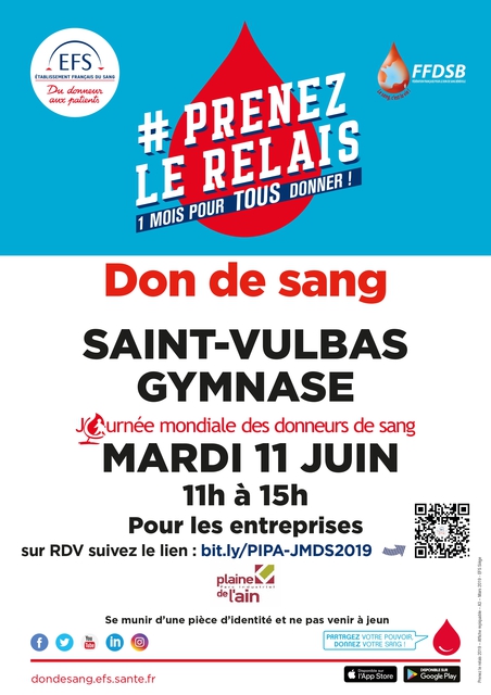 Image de l'événement DON DU SANG AU GYMNASE DE SAINT VULBAS