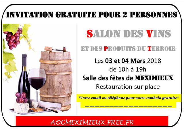 Image de l'actualité *Invitation gratuite* Salon des Vins de Meximieux 3 et 4 Mars !!!