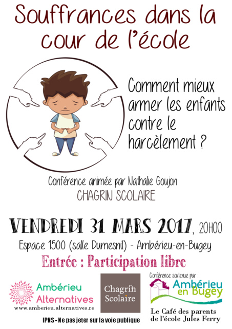 Image de l'événement Souffrances dans la cour d'école: Comment mieux outiller les enfants contre le harcèlement