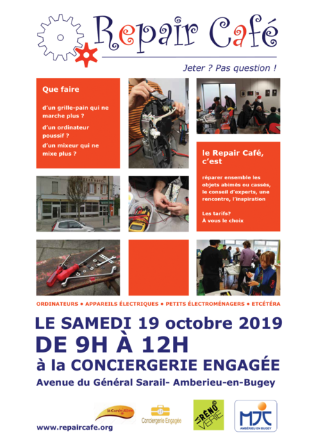 Image de l'événement Repair Café Ambérieu le Samedi 19/10 matin à la Conciergerie Engagée