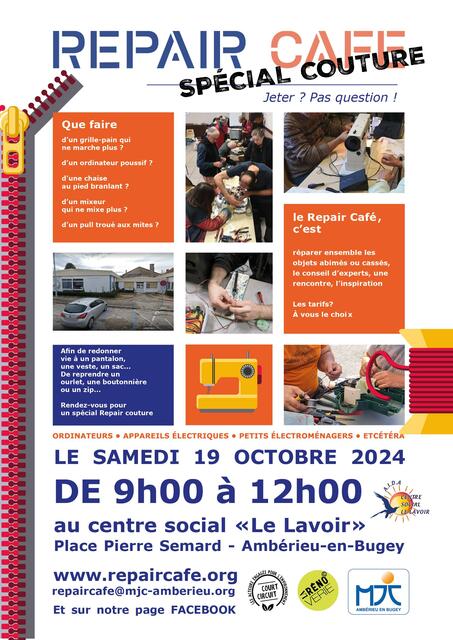 Image de l'événement Repair Café spécial Couture samedi 19/10 matin au centre social le Lavoir