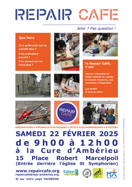 Image de l'événement Repair Café Ambérieu,  samedi 22/02 matin à la cure d'Ambérieu