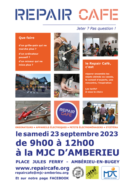 Image de l'événement Repair Café Ambérieu le 23/09 de 9h à 12h à la MJC Ambérieu