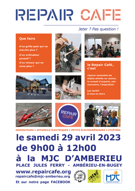 Image de l'événement Repair Café Ambérieu samedi 25 avril matin à la MJC