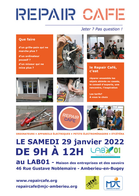 Image de l'événement Repair Café Ambérieu samedi 29 matin au Lab01 