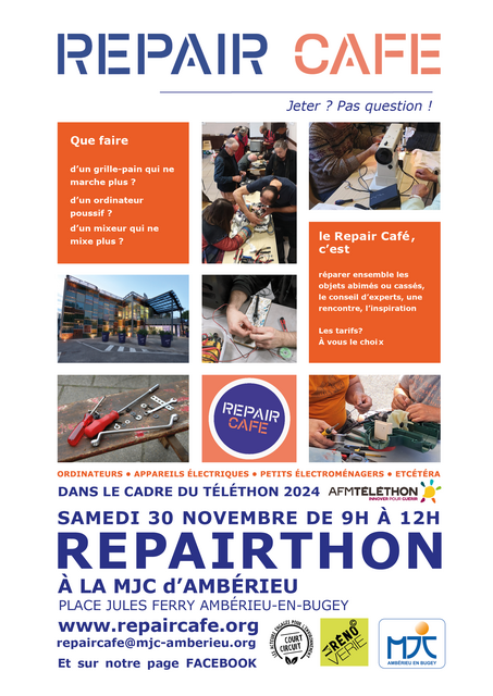 Image de l'événement Repairthon Ambérieu,  samedi 30 novembre 2024 matin à la MJC