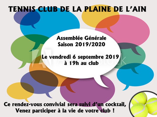 Image de l'événement ASSEMBLEE GENERALE 2019/2020 DU TC PLAINE DE L'AIN