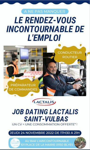 Image de l'événement JOB DATING - 24/11/2022 - GROUPE LACTALIS 