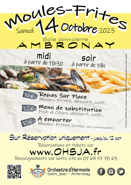 Image de l'événement Journée Moules Frites 2023 de l'OHSJA à Ambronay