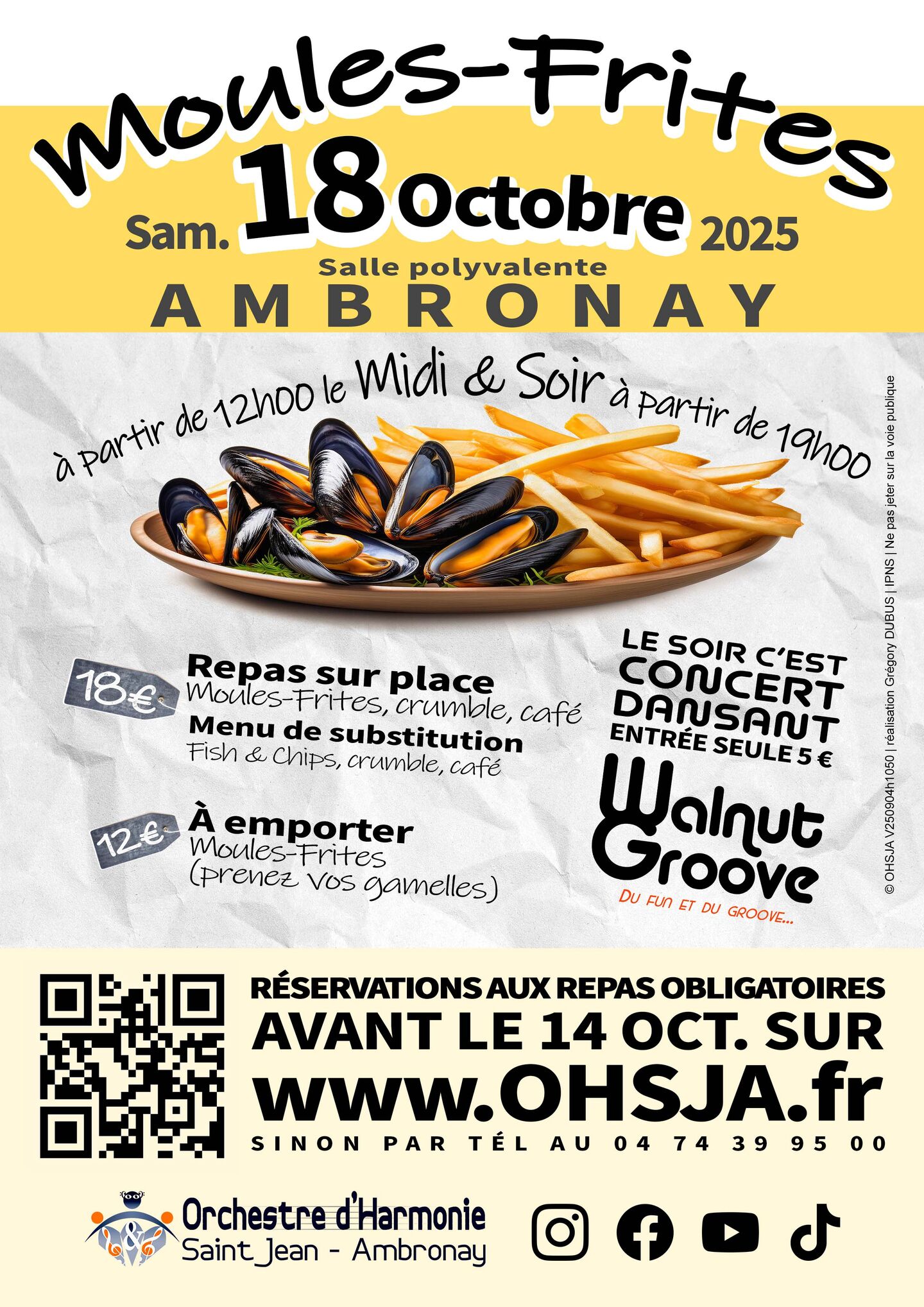 Image de l'actualité Journée Moules-Frites 2025 de l'OHSJA à Ambronay avec soirée dansante