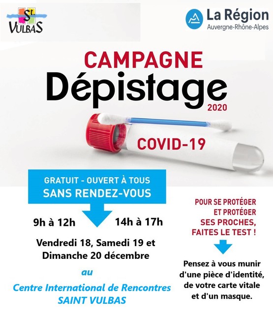 Image de l'actualité CAMPAGNE DE DEPISTAGE COVID-19 A SAINT VULBAS