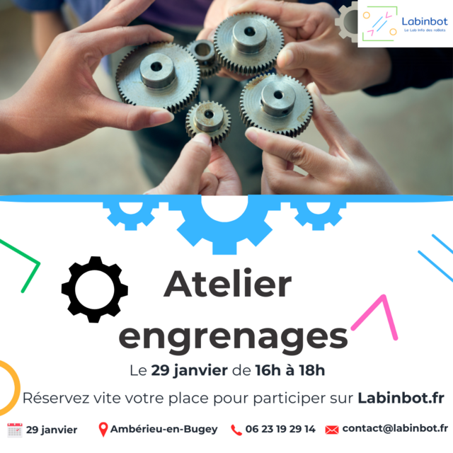 Image de l'événement 🤖⚙️Atelier engrenages / 8-10 ans⚙️🤖