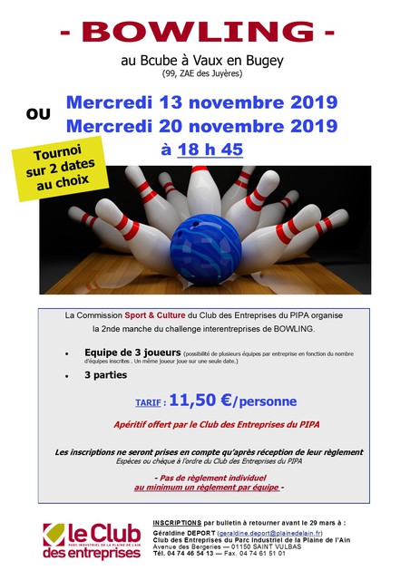 image du post 2nde manche du tournoi bowling interentreprises PIPA 2019