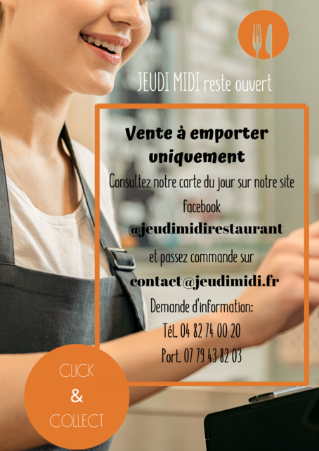 Image de l'actualité Ouverture de nos restaurants "vente à emporter"