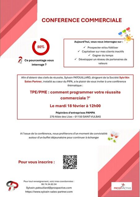 Image de l'événement Conférence - Programmer votre réussite commerciale le 18 février