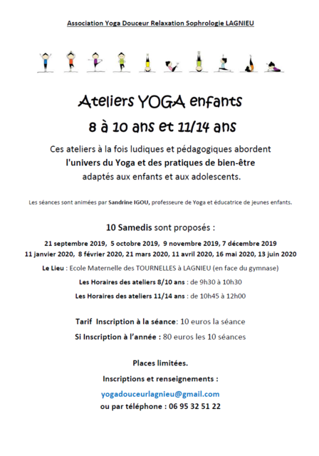 Image de l'événement ATELIER YOGA ENFANTS ET ADOLESCENTS LAGNIEU