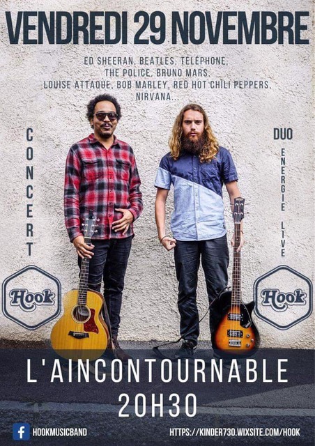 Image de l'événement Soirée concert à L'Aincontournable avec Hook & concours moustaches Movember Vendredi 29 Novembre