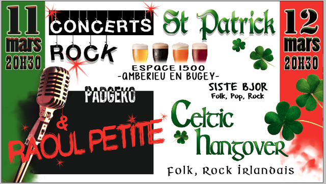 Image de l'actualité CONCERTS ST PATRICK les 11 et 12 Mars à Ambérieu en Bugey
