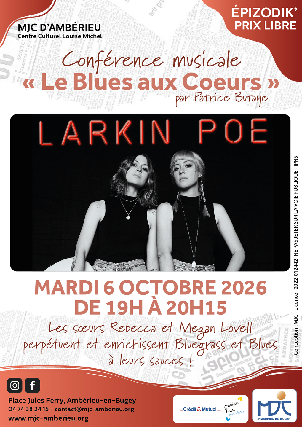 Image de l'événement Le Blues aux Coeurs « LARKIN POE »