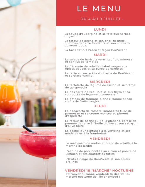 Image de l'actualité Menu de la semaine sur place, à emporter et en livraison