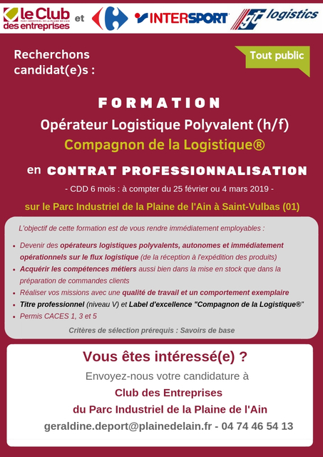 image du post Infos collectives pour devenir "Compagnon de la logistique®"