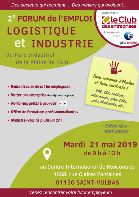 image du post 21/05/2019 - 2ème Forum de l'Emploi Logistique et Industrie du PIPA
