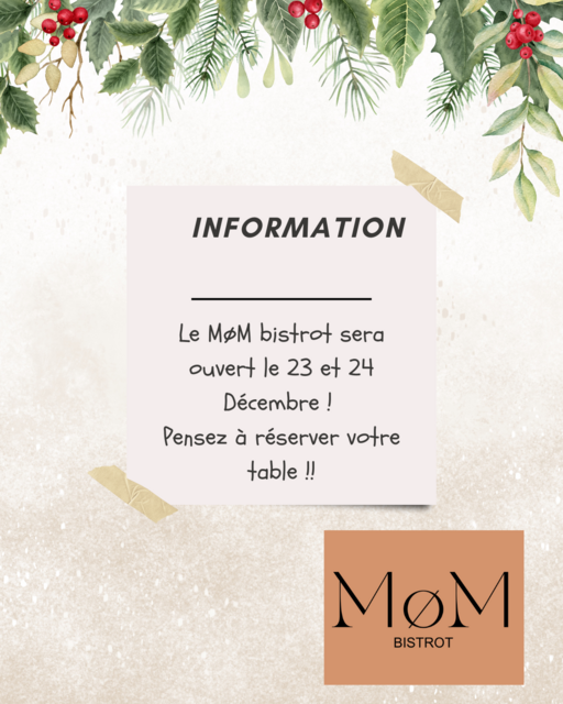 Image de l'événement MøM Bistrot 23-24 décembre 