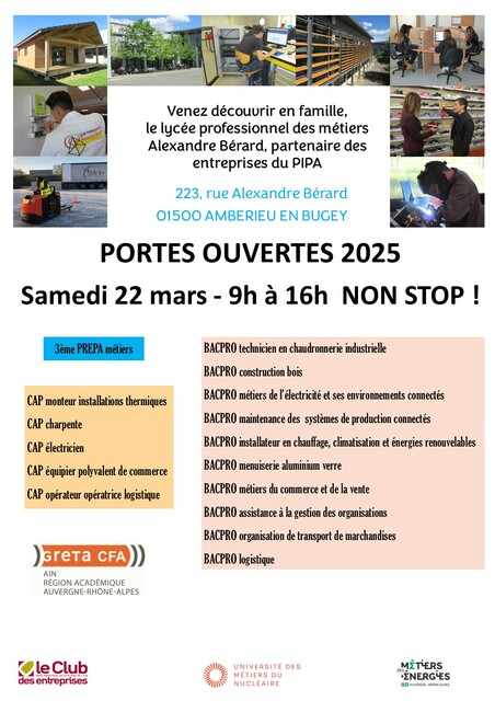 Image de l'événement Journée portes ouvertes lycée professionnel  Alexandre Bérard