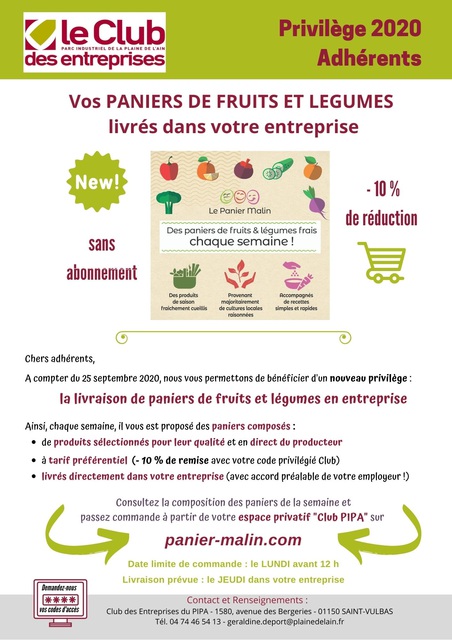 Image de l'actualité PRIVILEGE CLUB : Livraison de paniers de fruits et légumes en entreprise