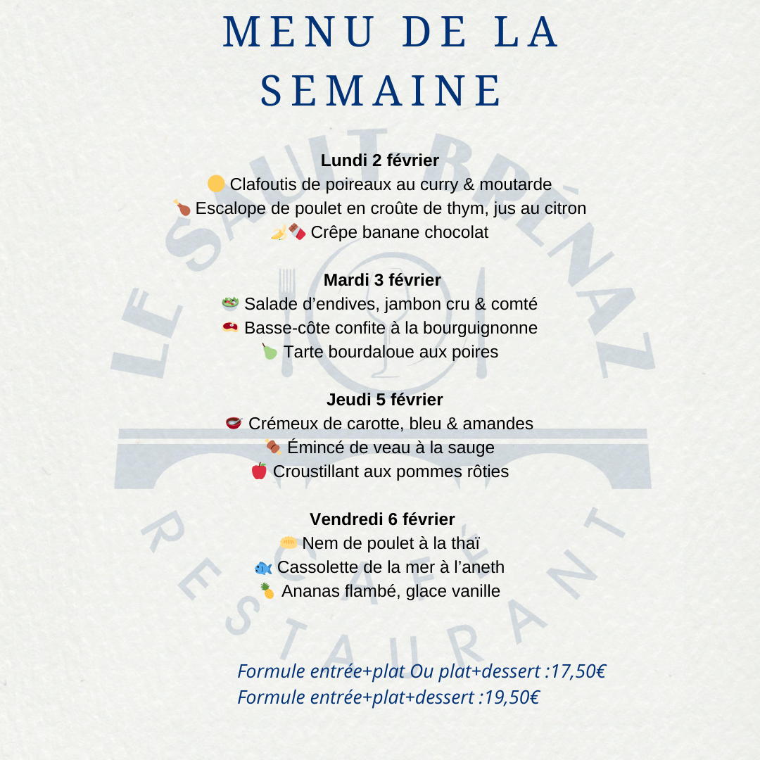 Image de l'événement Menu de la semaine
