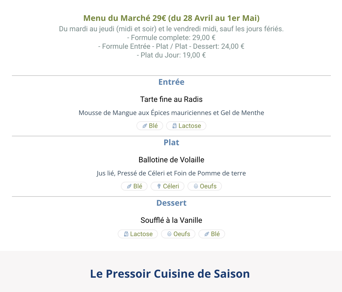 Image de l'actualité Restaurant Le Pressoir Ambronay 29-04-2026