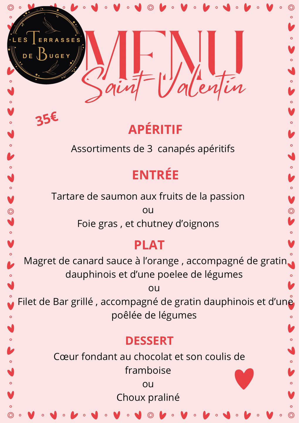Image de l'actualité Menu de Saint- Valentin à emporter