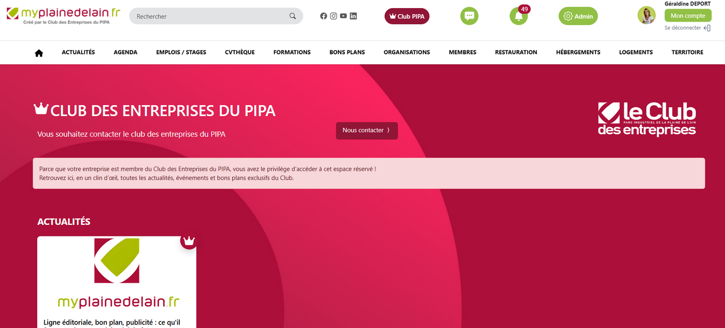 Image de l'actualité Le Club des entreprises du PIPA a désormais son quartier VIP sur myplainedelain.fr !