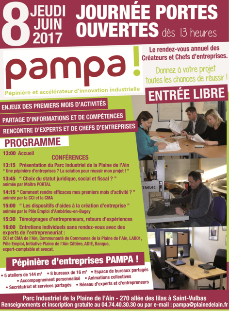 image du post PEPINIERE D'ENTREPRISES PAMPA! 6ème JOURNEE PORTES OUVERTES