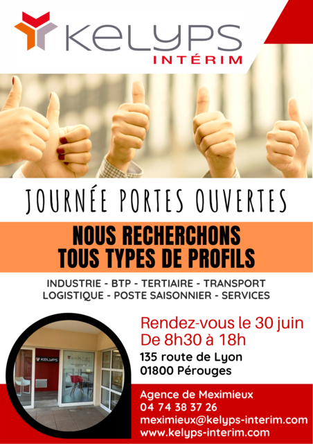 Image de l'événement PORTES OUVERTES KELYPS INTERIM MEXIMIEUX