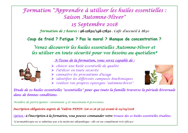 Image de l'événement Formation "cycle Aromathérapie"  Saison Automne - Hiver